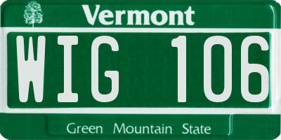 VT license plate WIG106