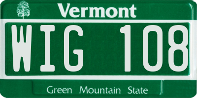 VT license plate WIG108