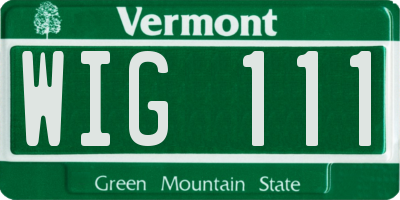 VT license plate WIG111