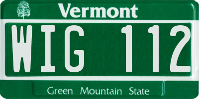 VT license plate WIG112