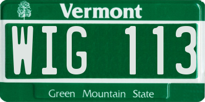 VT license plate WIG113