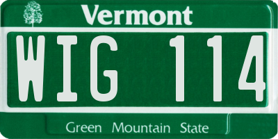 VT license plate WIG114
