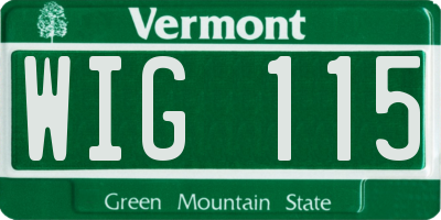 VT license plate WIG115
