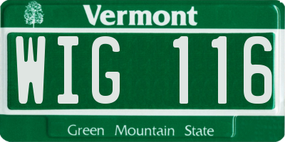 VT license plate WIG116