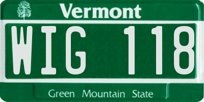VT license plate WIG118