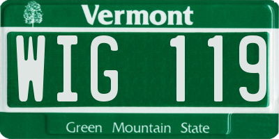 VT license plate WIG119