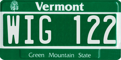 VT license plate WIG122