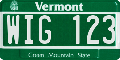 VT license plate WIG123