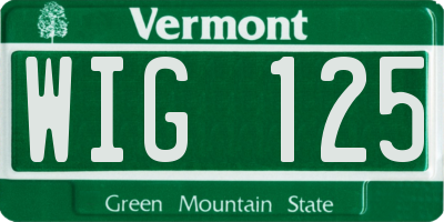VT license plate WIG125