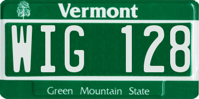 VT license plate WIG128