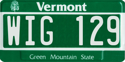 VT license plate WIG129