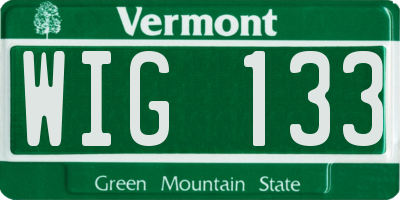 VT license plate WIG133