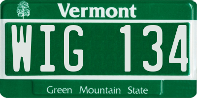 VT license plate WIG134
