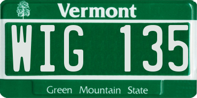 VT license plate WIG135