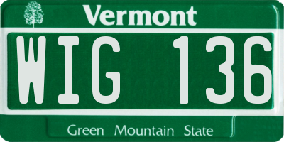 VT license plate WIG136