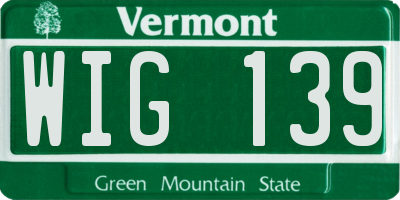 VT license plate WIG139