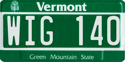 VT license plate WIG140