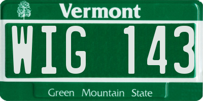 VT license plate WIG143