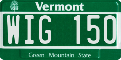 VT license plate WIG150