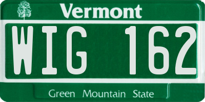 VT license plate WIG162
