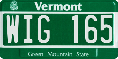 VT license plate WIG165