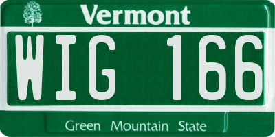 VT license plate WIG166