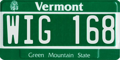 VT license plate WIG168