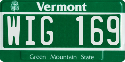 VT license plate WIG169