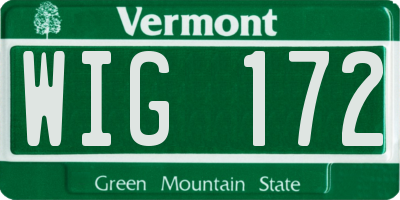VT license plate WIG172