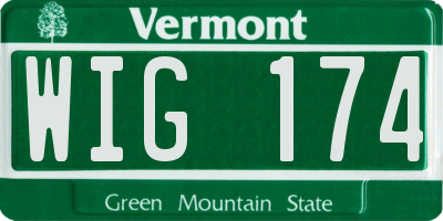 VT license plate WIG174