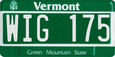 VT license plate WIG175