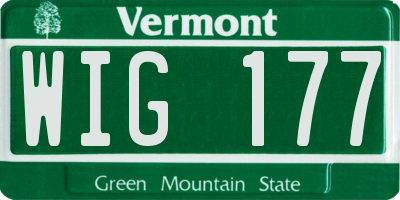 VT license plate WIG177