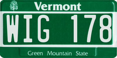 VT license plate WIG178