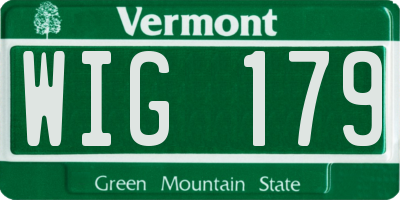 VT license plate WIG179