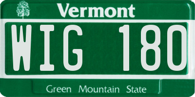 VT license plate WIG180