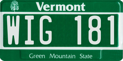 VT license plate WIG181