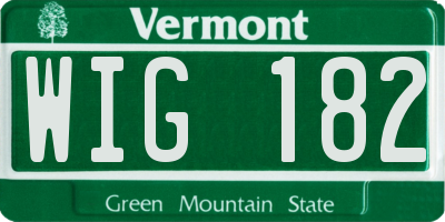 VT license plate WIG182