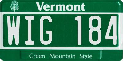 VT license plate WIG184
