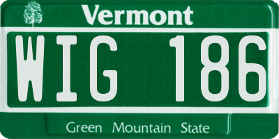 VT license plate WIG186