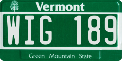 VT license plate WIG189