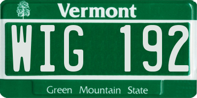 VT license plate WIG192