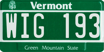 VT license plate WIG193