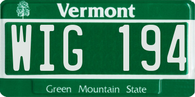 VT license plate WIG194