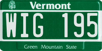 VT license plate WIG195