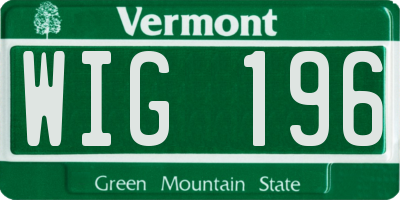 VT license plate WIG196
