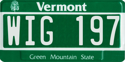 VT license plate WIG197