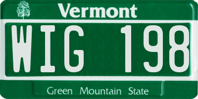 VT license plate WIG198