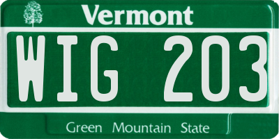 VT license plate WIG203