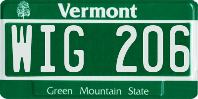 VT license plate WIG206