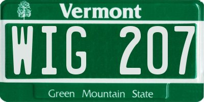 VT license plate WIG207